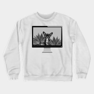 Computer Green French Bulldog Agave Leaves black & white Crewneck Sweatshirt